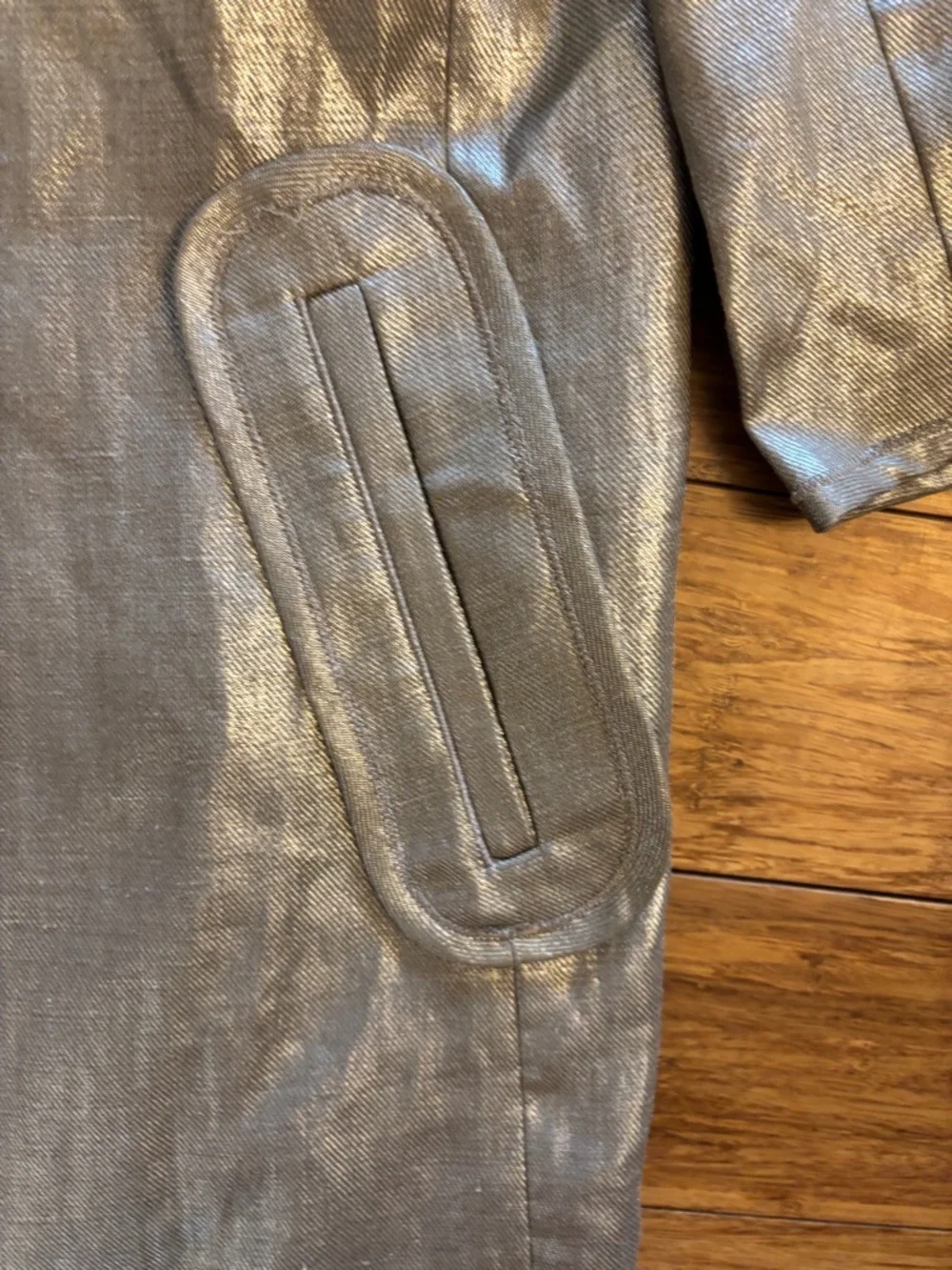 Per Se Metallic Three-Quarter Sleeve large button Coat jacket size 2